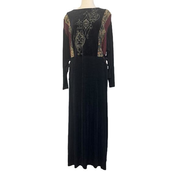 Vintage AHNI Velvet Tapestry Embroidered Maxi Dress ART TO WEAR Plus Size 2 NEW - Picture 7 of 13